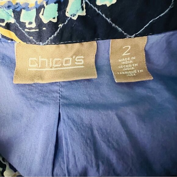 Chicos 1 Blazer Quilted Long Sleeve Paisley jacket size 2 - Picture 6 of 9